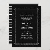 Schwarz-Weiß-Klassische Hochzeitseinladung, formel (Vorne/Hinten)