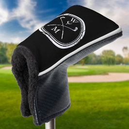 Schwarz-Weiß-Klassische moderne Monogramm-Initiale Golf Headcover