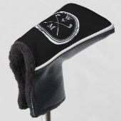 Schwarz-Weiß-Klassische moderne Monogramm-Initiale Golf Headcover (3/4 Vorderseite)