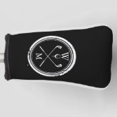 Schwarz-Weiß-Klassische moderne Monogramm-Initiale Golf Headcover (Vorderseite)