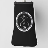 Schwarz-Weiß-Klassische moderne Monogramm-Initiale Golf Headcover (Rotieren 90)