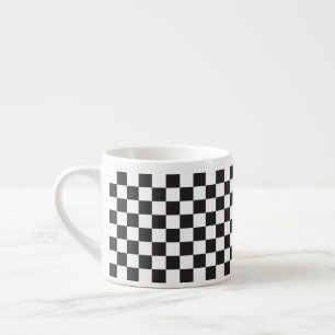 Schwarz-Weiß Klassisches Retro Karomuster Espressotasse