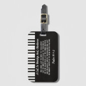 Schwarz-Weiß-Klavier druckt mit Bibelangebot Gepäckanhänger (Vorderseite Vertikal)