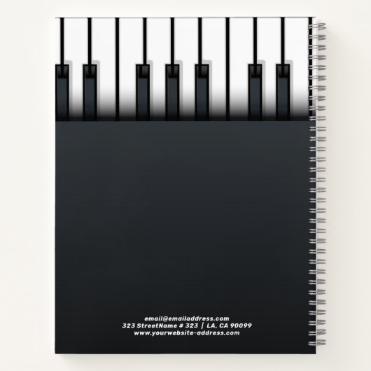 Schwarz-Weiß-Klavier Notizblock (Rückseite)