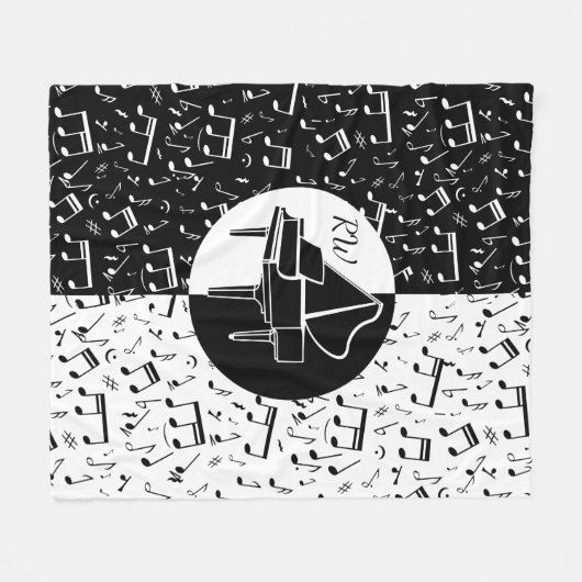 Schwarz-Weiß-Klavierdesign Fleecedecke (Vorderseite (Horizontal))