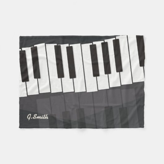 Schwarz-Weiß-Klaviertastatur hinzufügen Fleecedecke (Vorderseite (Horizontal))