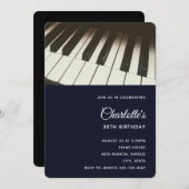 Schwarz-Weiß-Klaviertasten Fotografie Geburtstag Einladung (Vorne/Hinten)