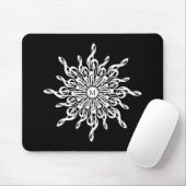 Schwarz-Weiß-Kleber Schneeflocken-Monogramm Mousepad (Mit Mouse)