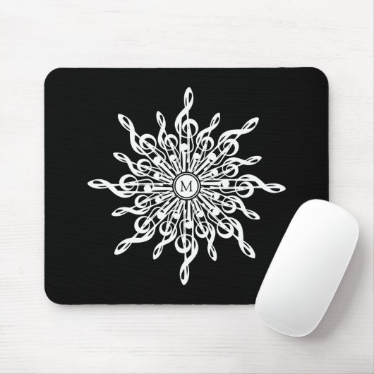 Schwarz-Weiß-Kleber Schneeflocken-Monogramm Mousepad (Mit Mouse)