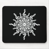 Schwarz-Weiß-Kleber Schneeflocken-Monogramm Mousepad (Vorne)