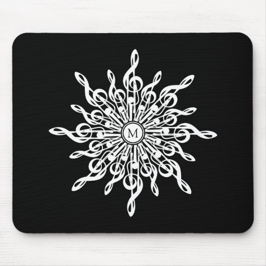 Schwarz-Weiß-Kleber Schneeflocken-Monogramm Mousepad (Vorne)