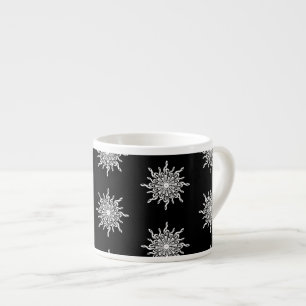Schwarz-Weiß-Kleber-Schneeflockenmuster Espressotasse