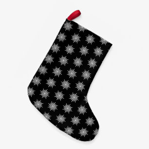 Schwarz-Weiß-Kleber-Schneeflockenmuster Kleiner Weihnachtsstrumpf