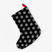 Schwarz-Weiß-Kleber-Schneeflockenmuster Kleiner Weihnachtsstrumpf (Rückseite (Hängend))