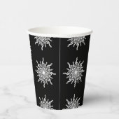 Schwarz-Weiß-Kleber-Schneeflockenmuster Pappbecher (Rechts)