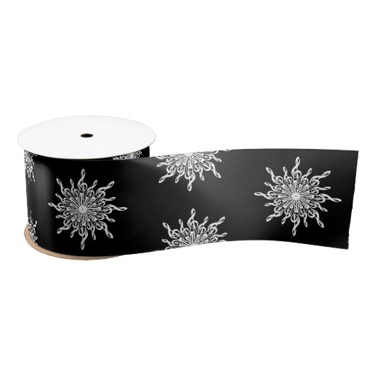 Schwarz-Weiß-Kleber-Schneeflockenmuster Satinband (Spule)