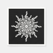 Schwarz-Weiß-Kleber-Snowflake-Monogramm Serviette (Vorderseite)