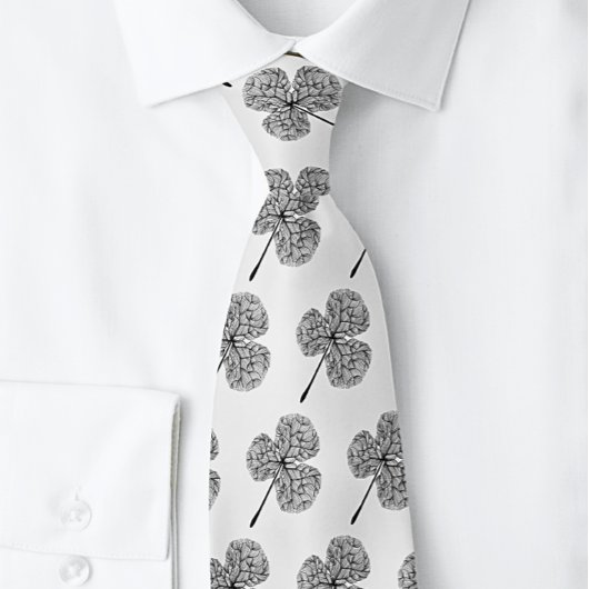 Schwarz-Weiß-Klee-Kleeblatt | Neck Tie Krawatte