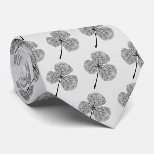 Schwarz-Weiß-Klee-Kleeblatt | Neck Tie Krawatte (Gerollt)