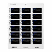 Schwarz/Weiß/Kobalt Blau, fett, wirbelig Hochzeit Adressaufkleber (Vorne)