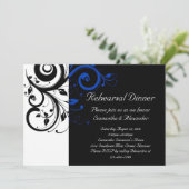 Schwarz/Weiß/Kobalt Blau, fett, wirbelig Hochzeit Einladung (Stehend Vorderseite)