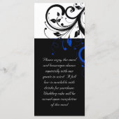 Schwarz/Weiß/Kobalt Blau, fett, wirbelig Hochzeit Menükarte (Rückseite)