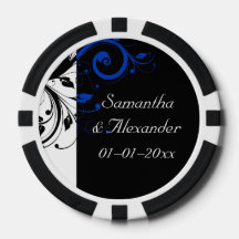 Schwarz/Weiß/Kobalt Blau, fett, wirbelig Hochzeit