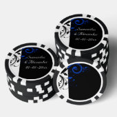 Schwarz/Weiß/Kobalt Blau, fett, wirbelig Hochzeit Pokerchips (Stapel)