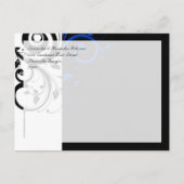 Schwarz/Weiß/Kobalt Blau Save the Date Ankündigungspostkarte (Rückseite)