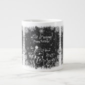 Schwarz-Weiß-Kohle-Schneemann-Let-it-Schnee Jumbo-Tasse (Vorderseite)