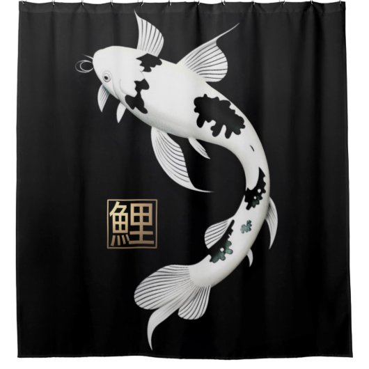 Schwarz/Weiß-Koi-Fisch-Duschvorhang Duschvorhang (Vorderseite)