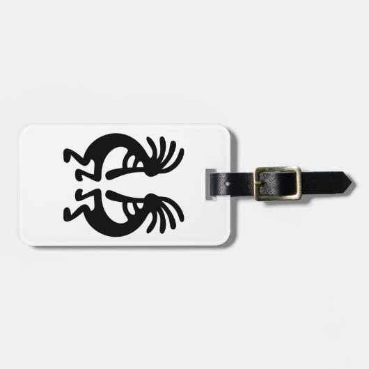 Schwarz-Weiß-Kokopelli Gepäckanhänger (Vorderseite horizontal)