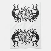 Schwarz-Weiß-Kokopelli-Südwest-Stammessonne Geschirrtuch (Vertikal)