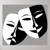 Schwarz-Weiß-Komödie und Drama-Masken Poster (Vorne)