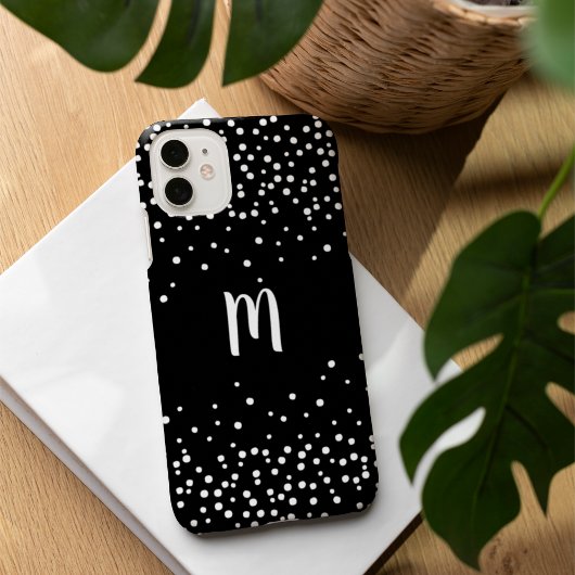 Schwarz-Weiß-Konfetti-Monogramm Case-Mate iPhone Hülle