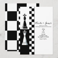 Schwarz-Weiß-König-Königin-Schach-Hochzeit