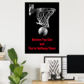 Schwarz-weiß können Sie Basketballplakat zitieren Poster (Heimbüro)