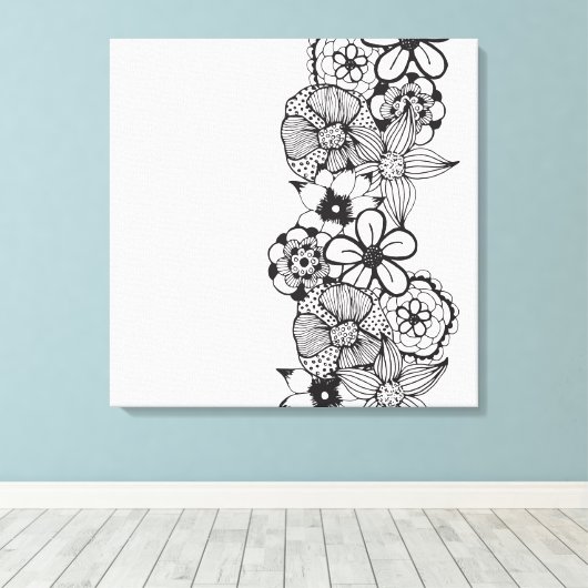 Schwarz-Weiß-Kontur Leinwanddruck (Insitu (Holzboden))