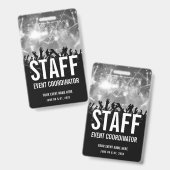 Schwarz-Weiß-Konzertmitarbeiter All-Access-Pass Ausweis (Vorder- & Rückseite)