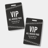 Schwarz-Weiß-Konzertticket VIP All Access Pass  Ausweis (Vorder- & Rückseite)
