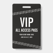 Schwarz-Weiß-Konzertticket VIP All Access Pass  Ausweis (Rückseite)