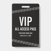 Schwarz-Weiß-Konzertticket VIP All Access Pass  Ausweis (Vorderseite)