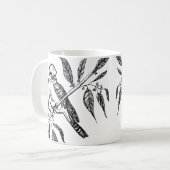 Schwarz-Weiß-Kookaburra am Zweig Zeichnend Kaffeetasse (Vorderseite Links)