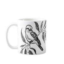 Schwarz-Weiß-Kookaburra am Zweig Zeichnend