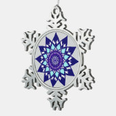 Schwarz-Weiß-Kosmos Schneeflocken Zinn-Ornament (Rechts)