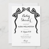 Schwarz-Weiß-Krawatte-Leseband-Babydusche Einladung (Vorderseite)