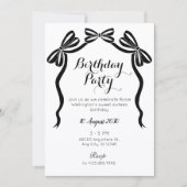 Schwarz-Weiß-Krawatte-Schleife-Geburtstag Einladung (Vorderseite)
