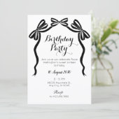 Schwarz-Weiß-Krawatte-Schleife-Geburtstag Einladung (Stehend Vorderseite)