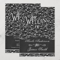 Schwarz-Weiß-Kreide-Vintage-Ornament-Hochzeit