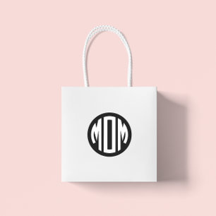 Schwarz-Weiß-Kreis-Monogramm MOM Runder Aufkleber